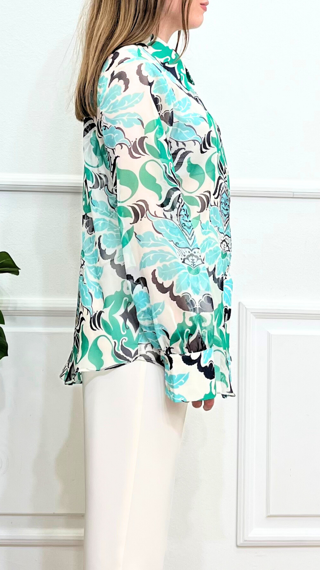 Camicia Floreale Verde - SIMONA G.