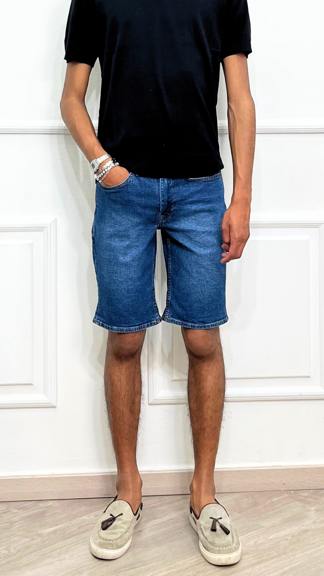 Pantaloncino di jeans Basic scuro