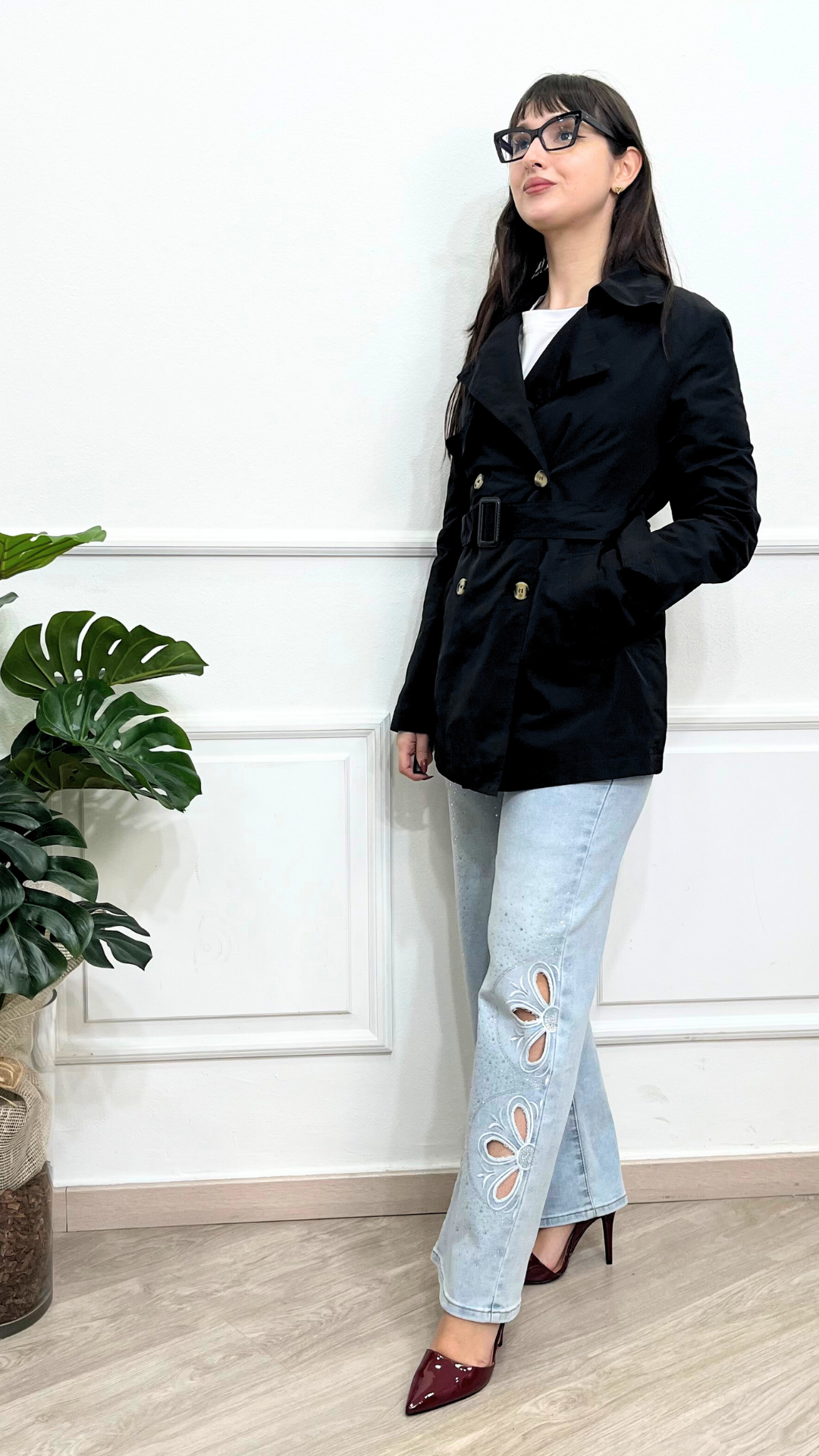 Trench con cintura Black - LINDA'S