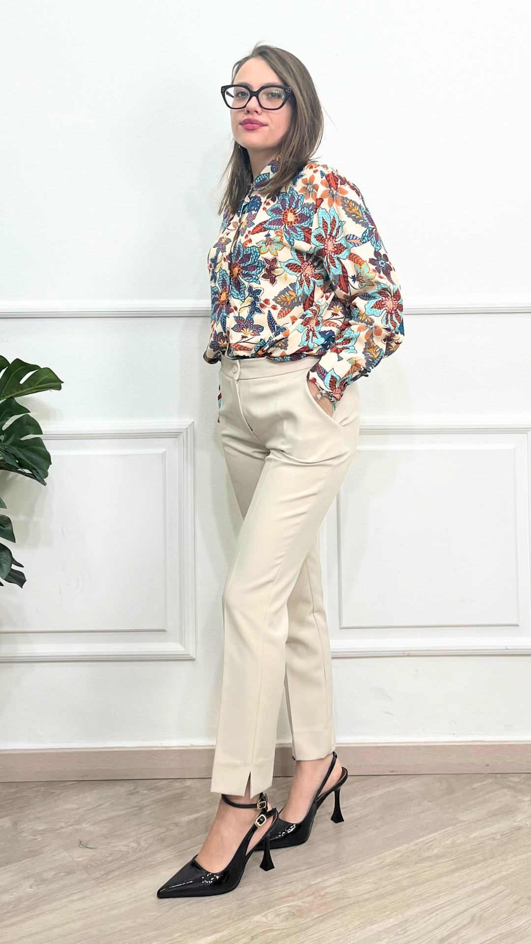 Camicia floreale beige - GUERINI