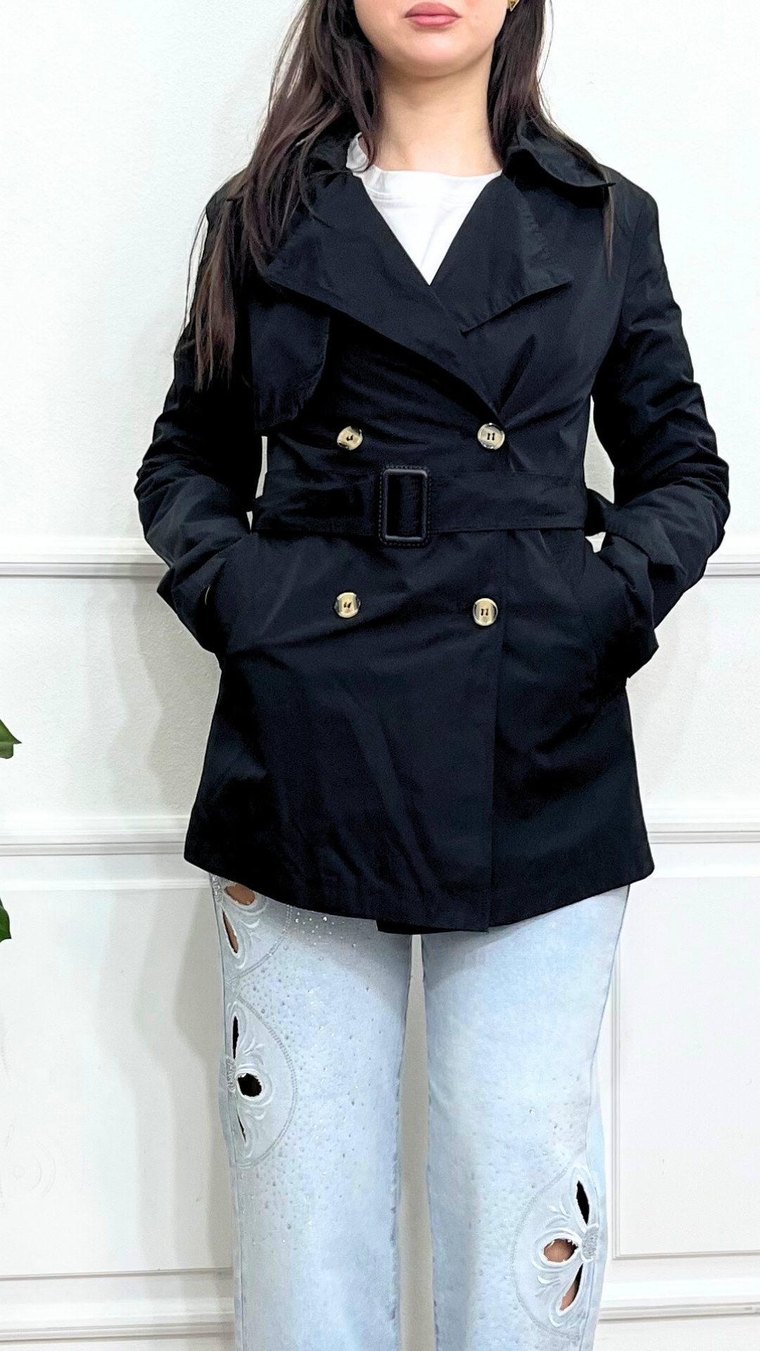 Trench con cintura Black - LINDA'S