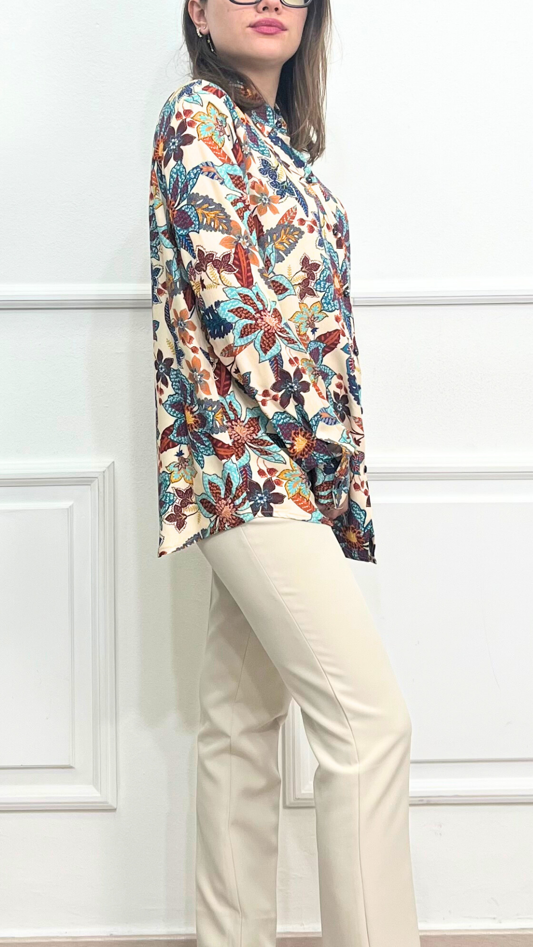 Camicia floreale beige - GUERINI