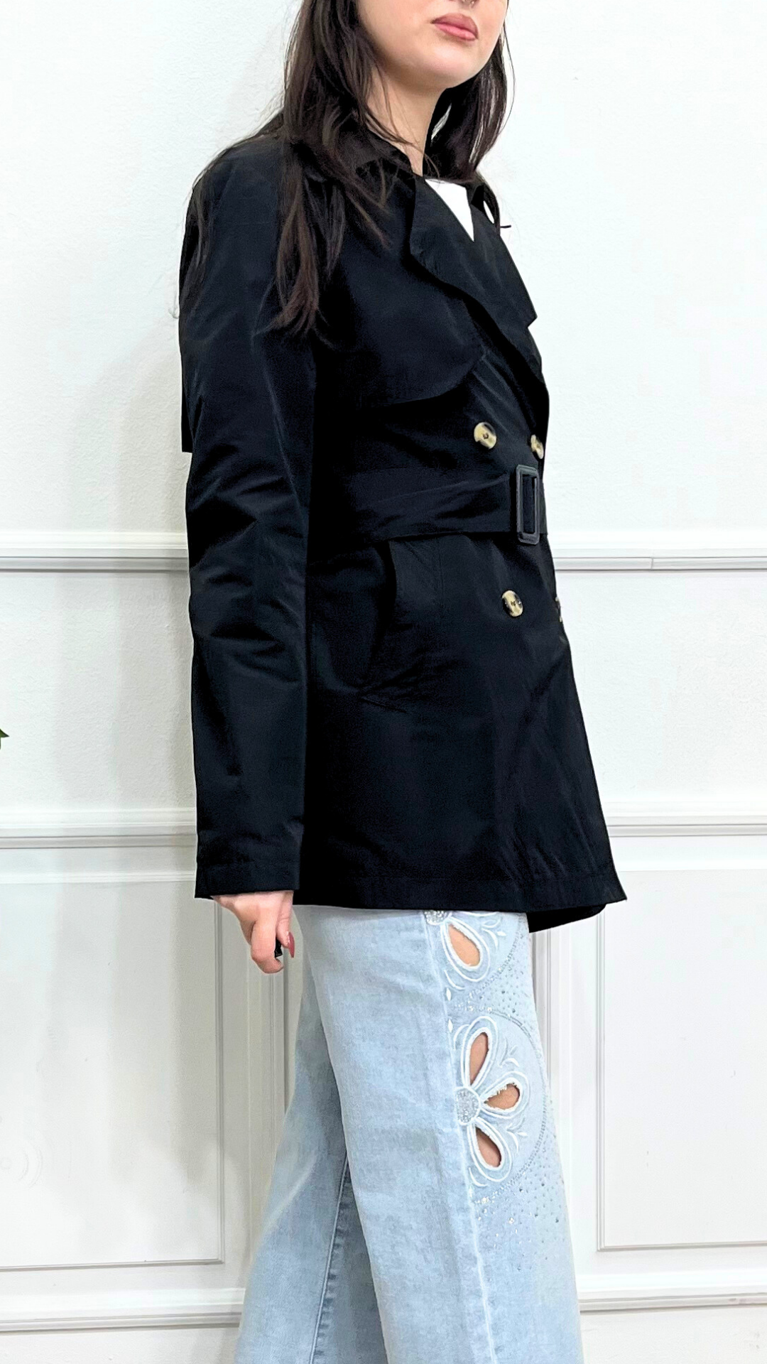 Trench con cintura Black - LINDA'S