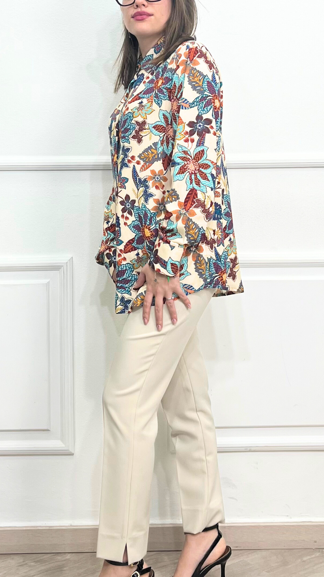 Camicia floreale beige - GUERINI