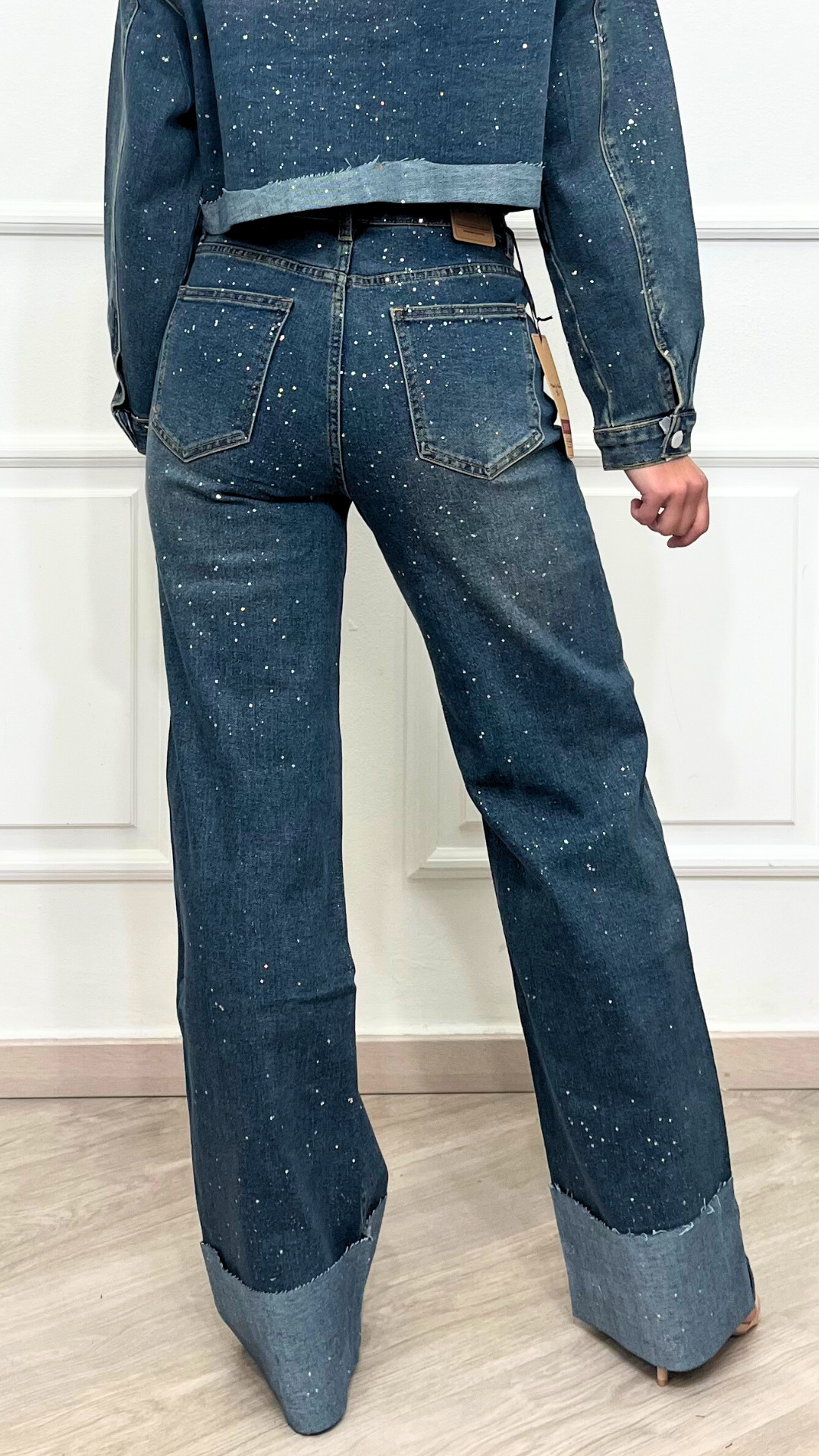 JEANS CON RISVOLTO FANTASIA CORIANDOLI - MEET TO YOU