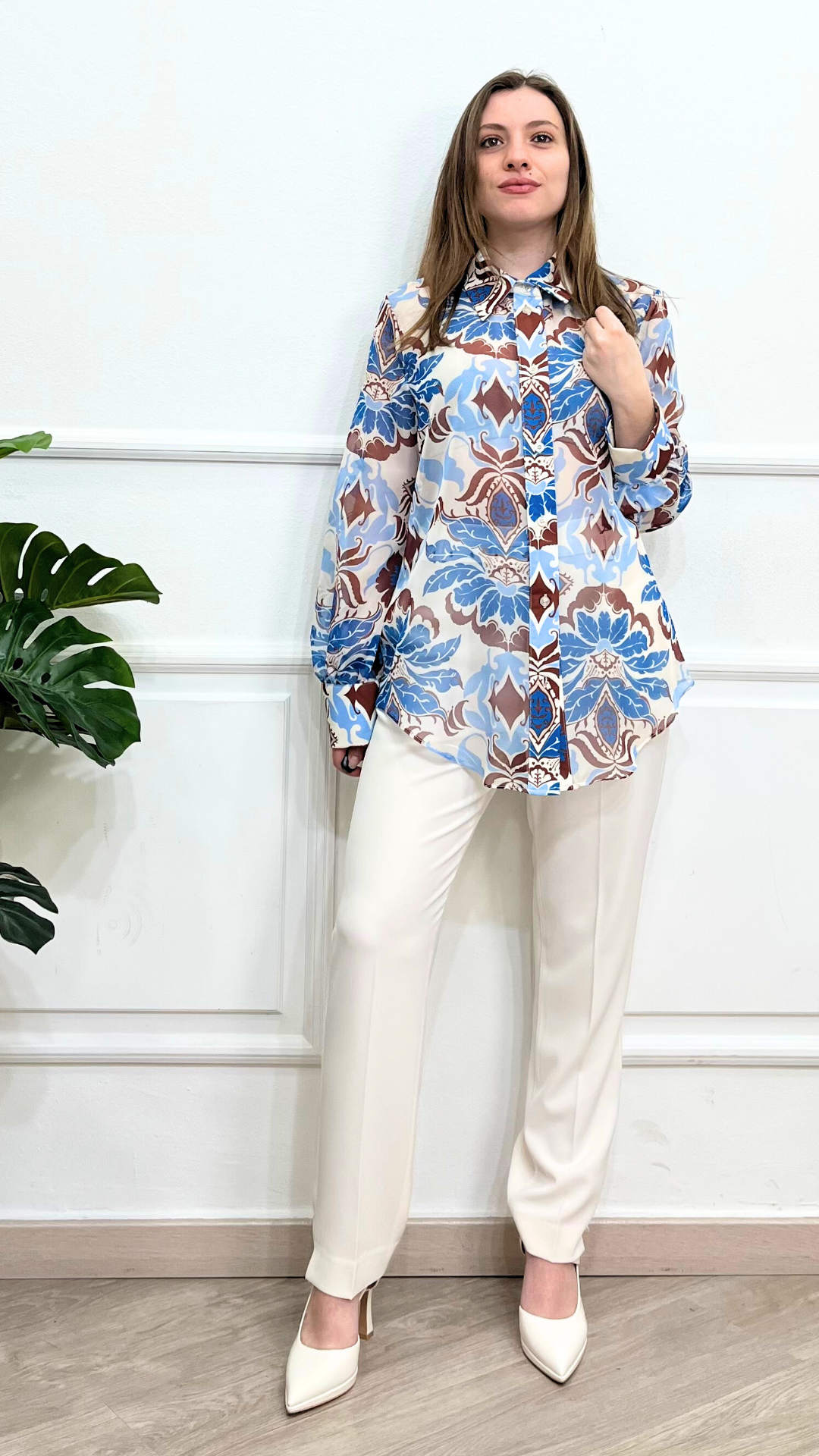 Camicia Floreale Azzurra - SIMONA G.