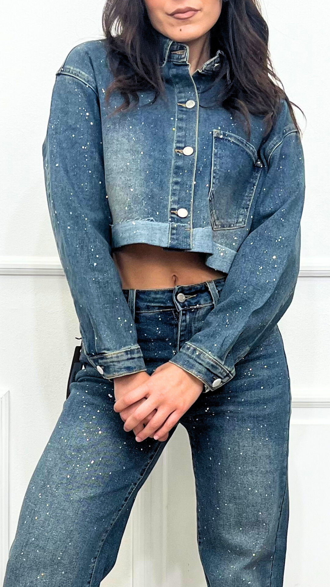 GIACCA DI JEANS FANTASIA CORIANDOLI - MEET TO YOU