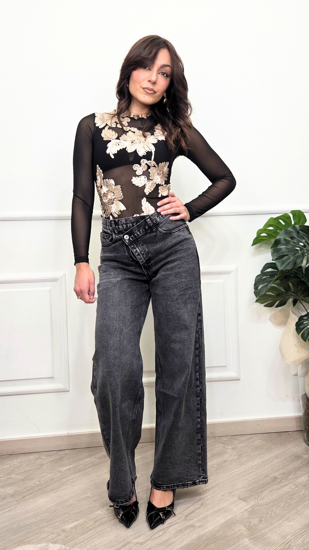 BODY TRASPARENTE MOTIVI FLOREALI - ZEZA