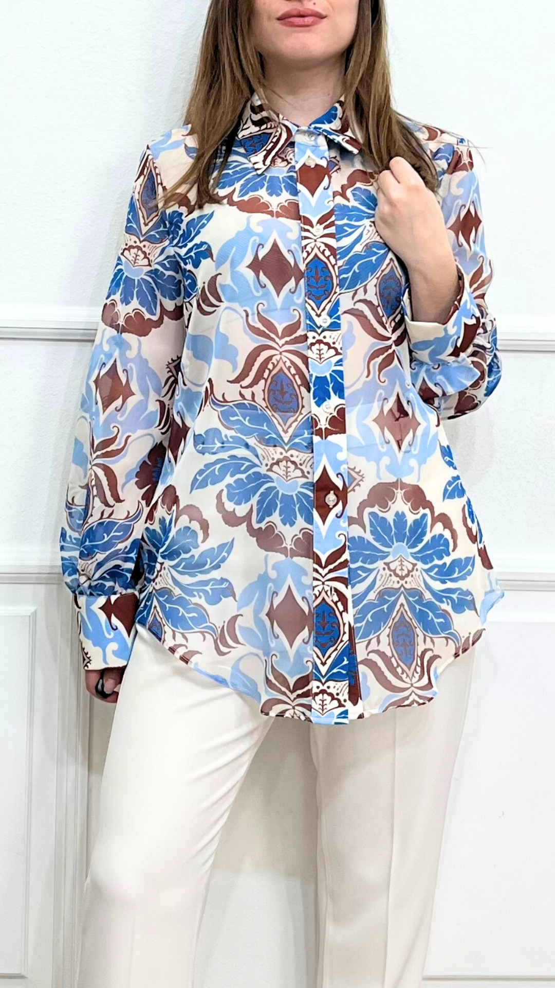 Camicia Floreale Azzurra - SIMONA G.