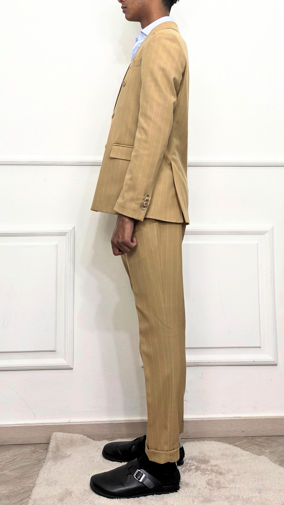 Abito doppiopetto gessato cammello - BLACKSVNDAY