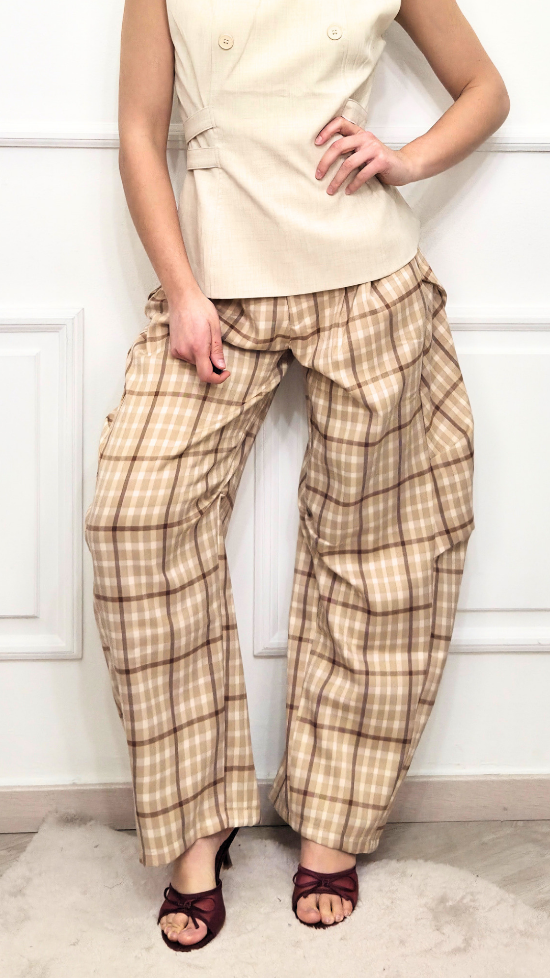 Pantaloni Wide-Leg Check Metropolitan