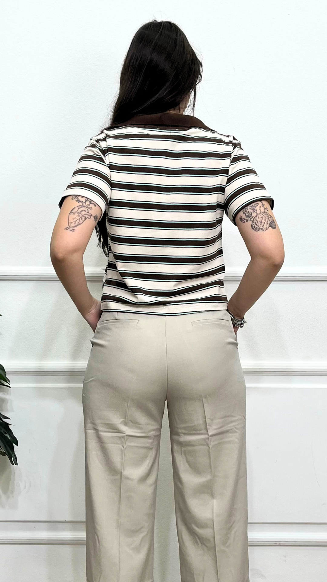 Polo crop a righe - ANYPLACE