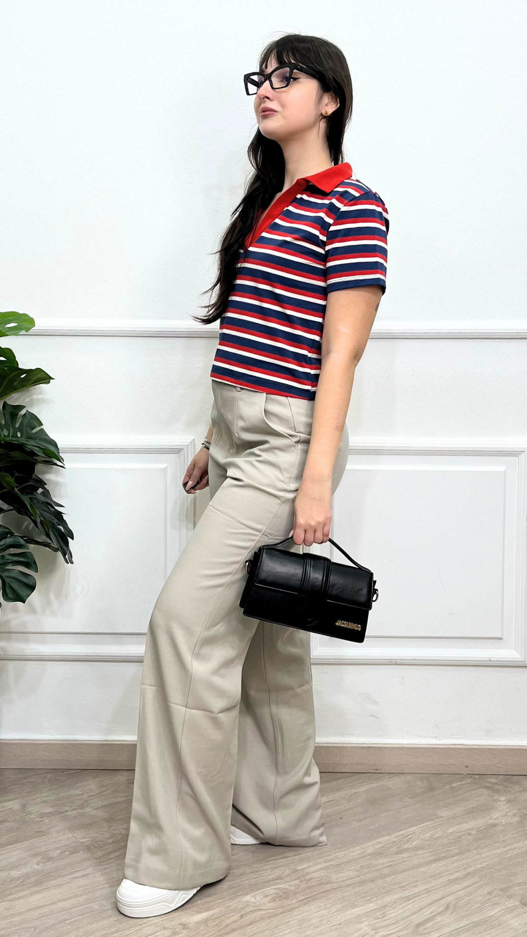 Polo crop a righe - ANYPLACE