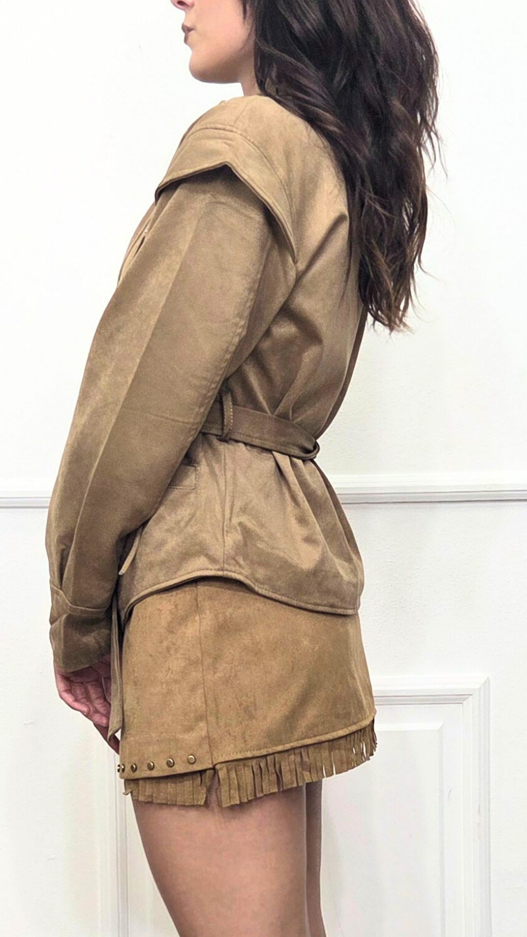 Giacca chimono in camoscio