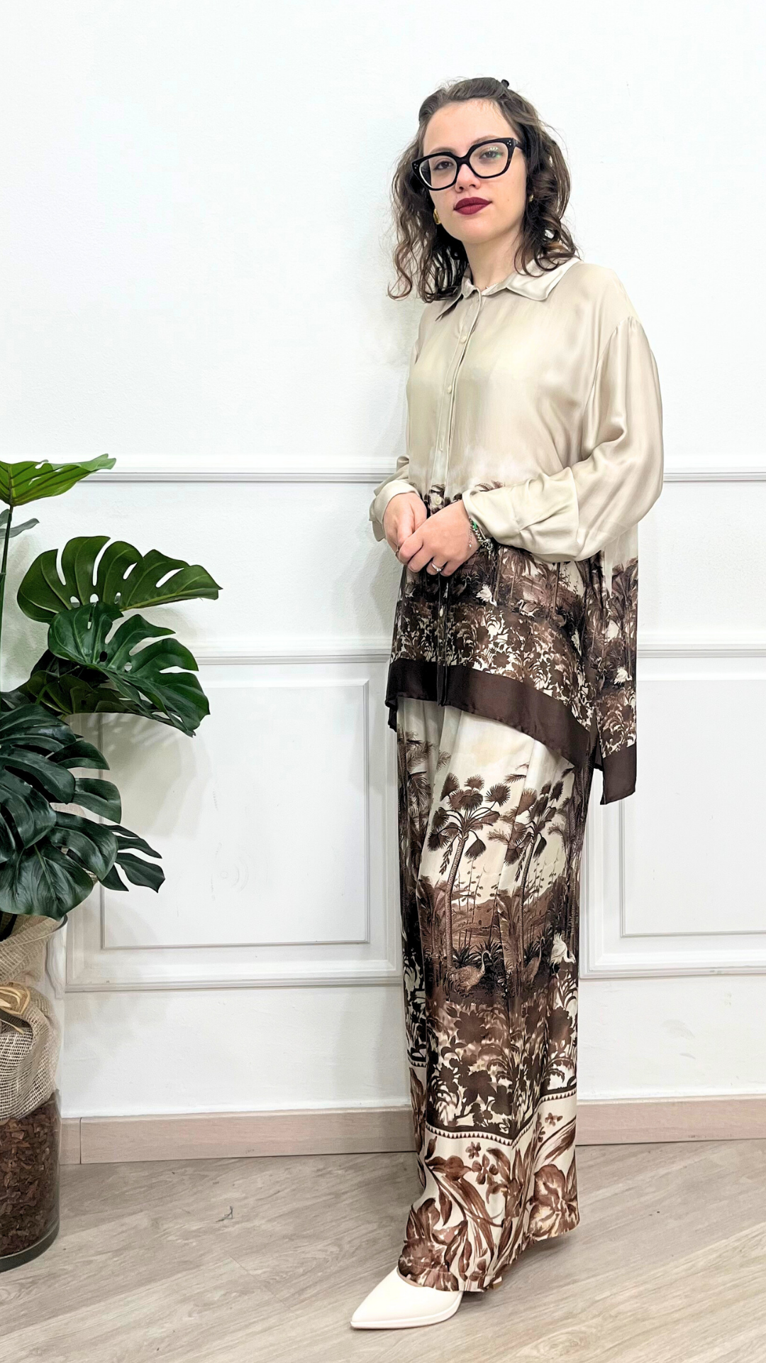 Pantalone in raso con stampa - ANYPLACE