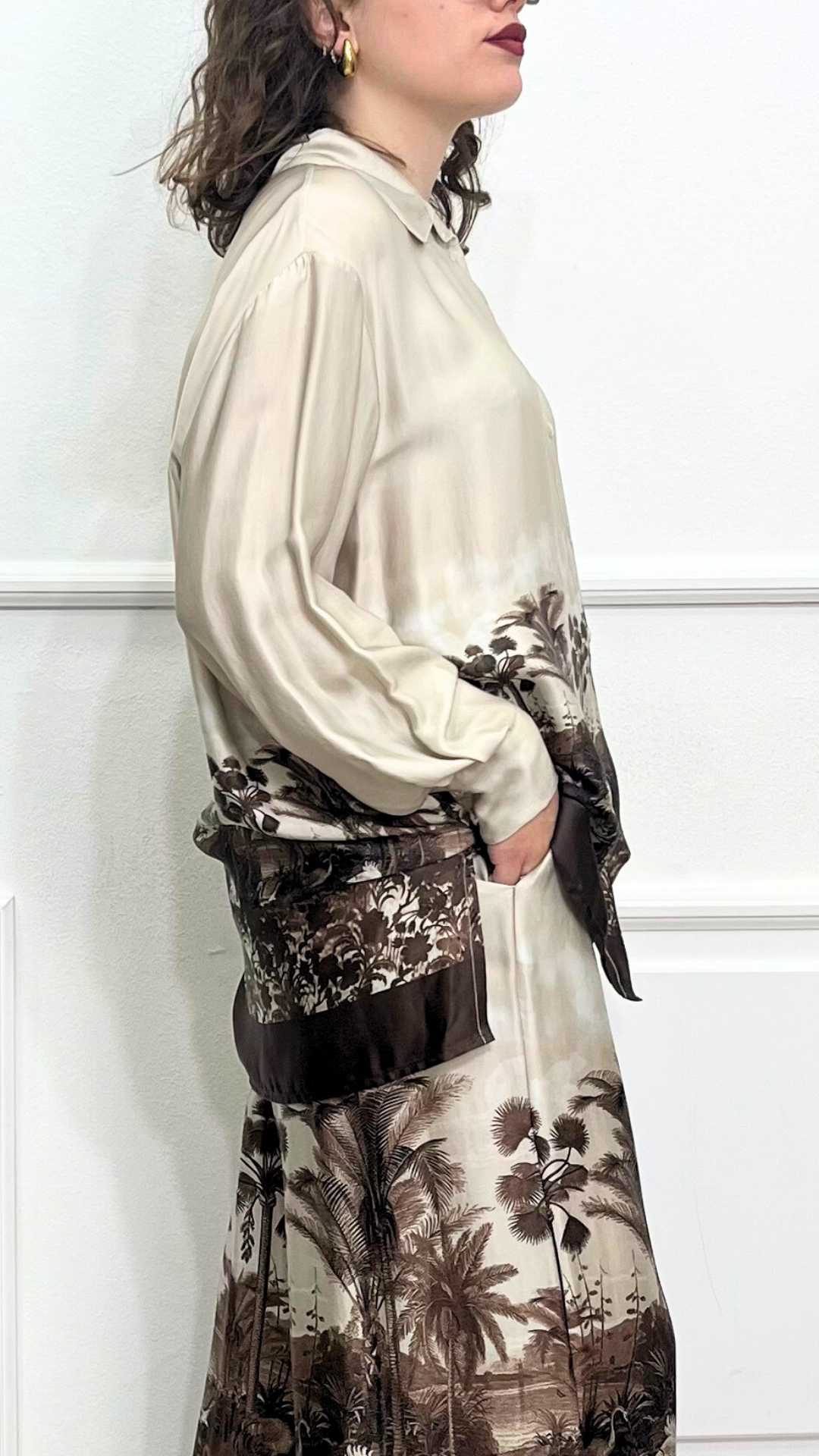 Camicia in raso con stampa - ANYPLACE