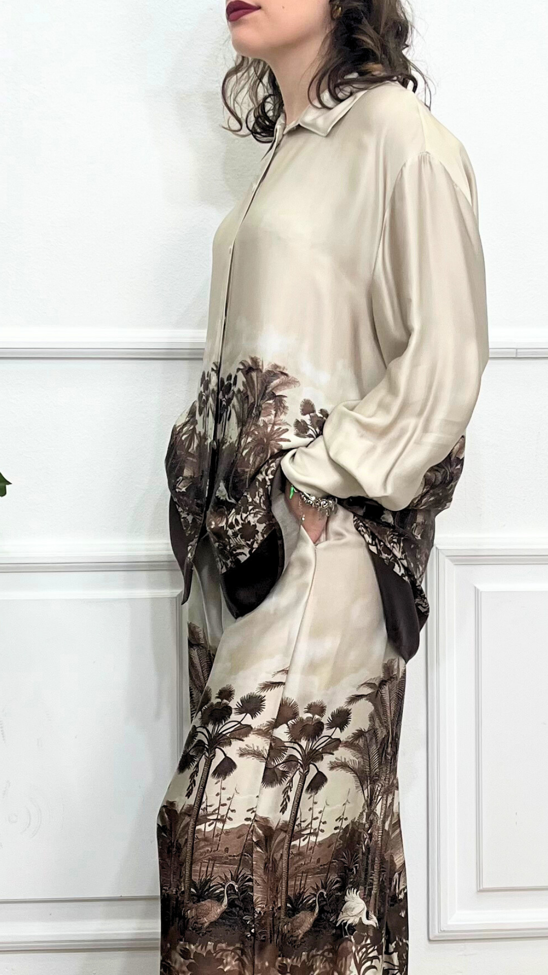 Camicia in raso con stampa - ANYPLACE