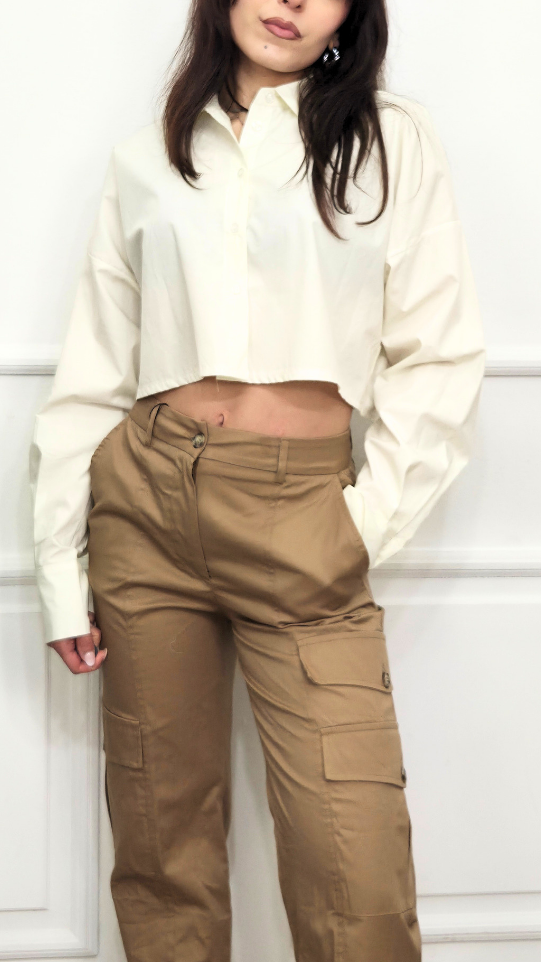 Camicia Cropped Raw Cut