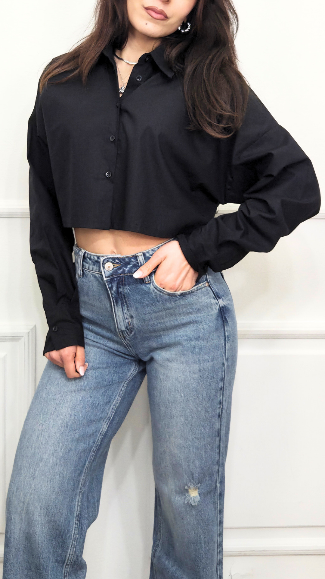 Camicia Cropped Raw Cut