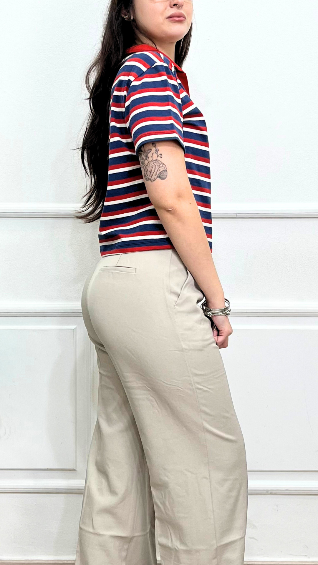 Polo crop a righe - ANYPLACE