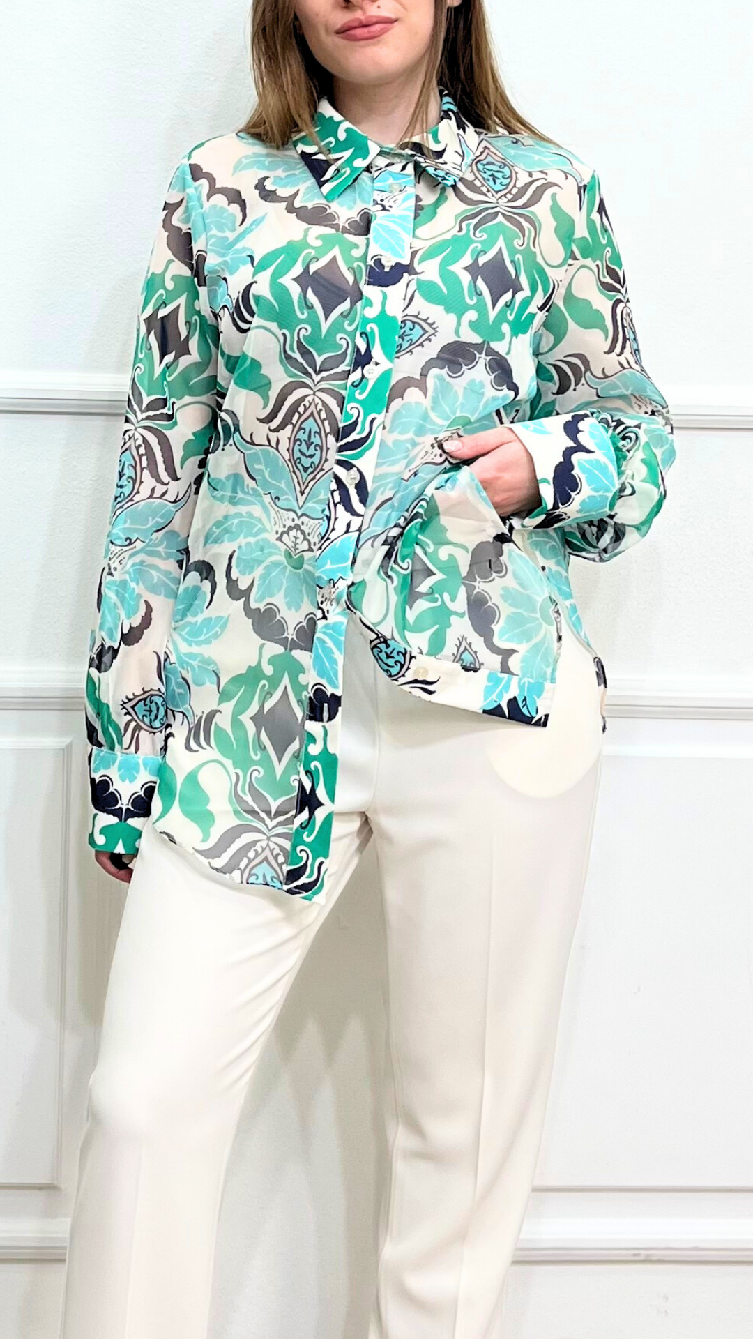 Camicia Floreale Verde - SIMONA G.