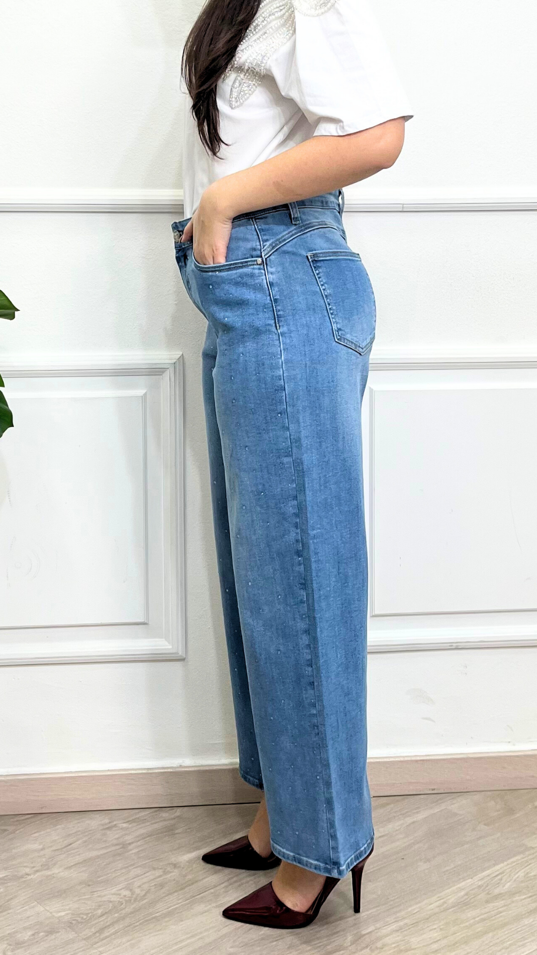 Jeans a palazzo con strass - EMANUELA COSTA