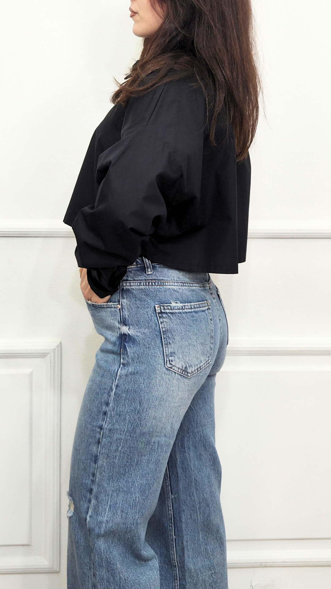 Camicia Cropped Raw Cut