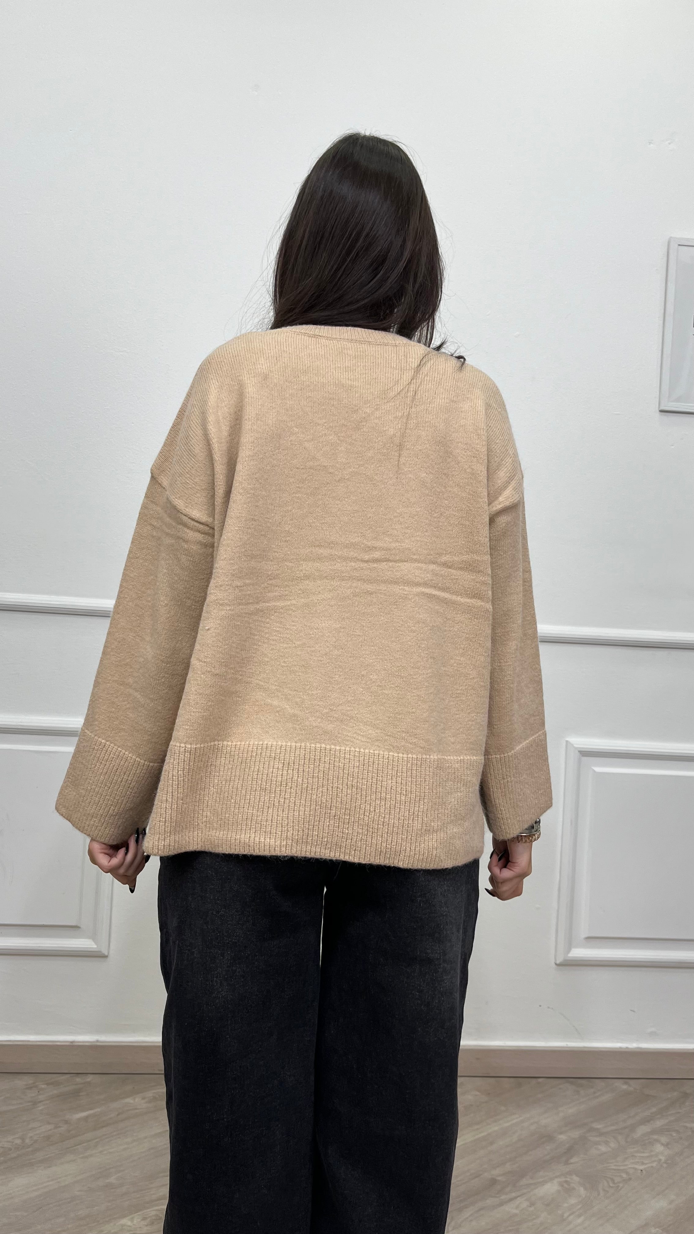 Maglia collo a V - Strass