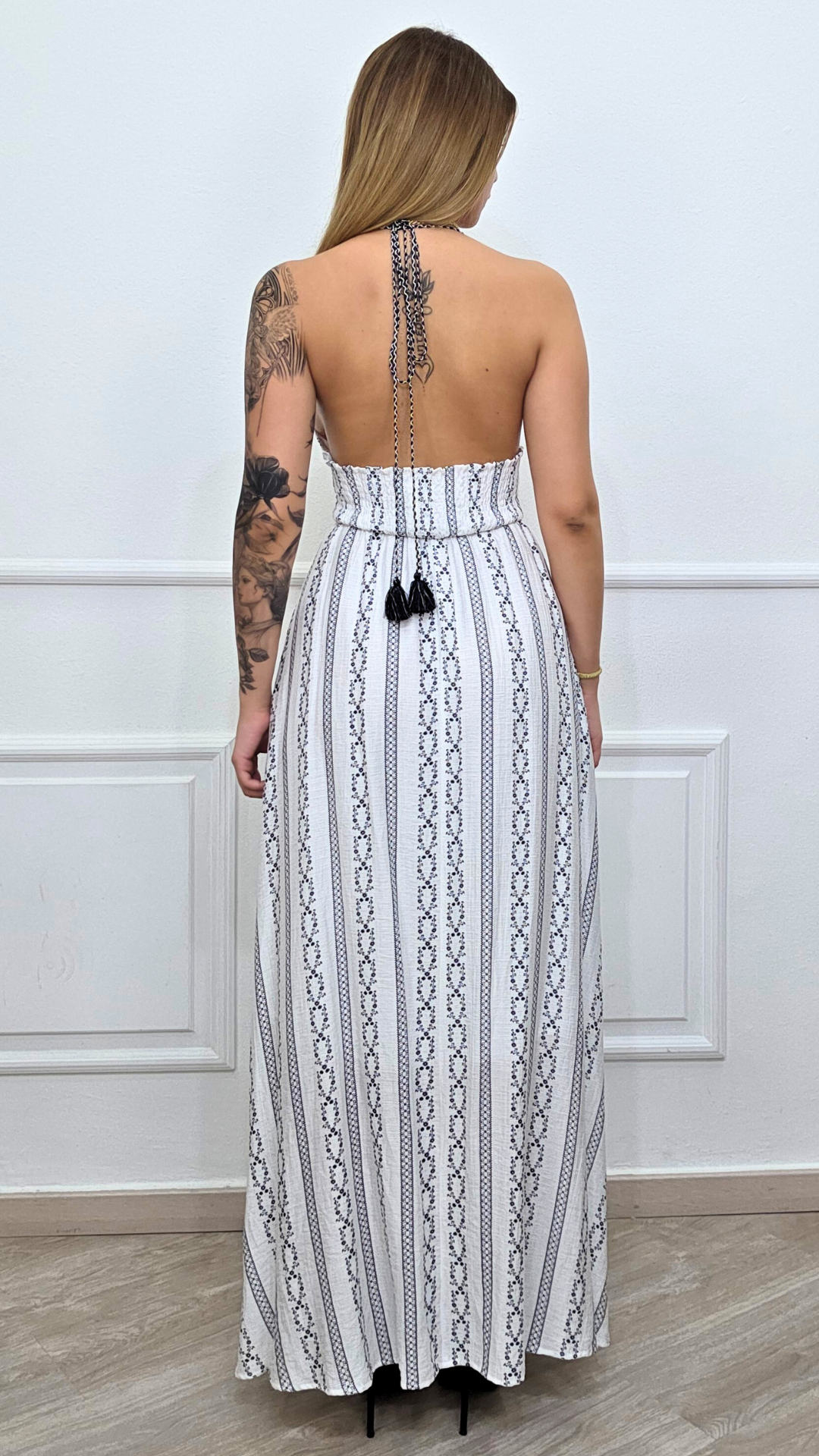 MAXI DRESS FLOREAL TIE-NECK - LUMINA