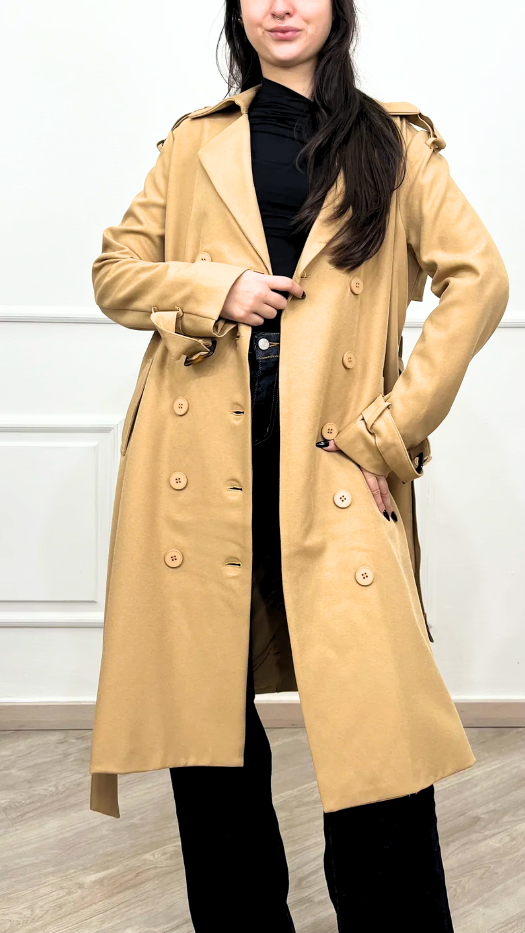 Trench con cintura - Cammello