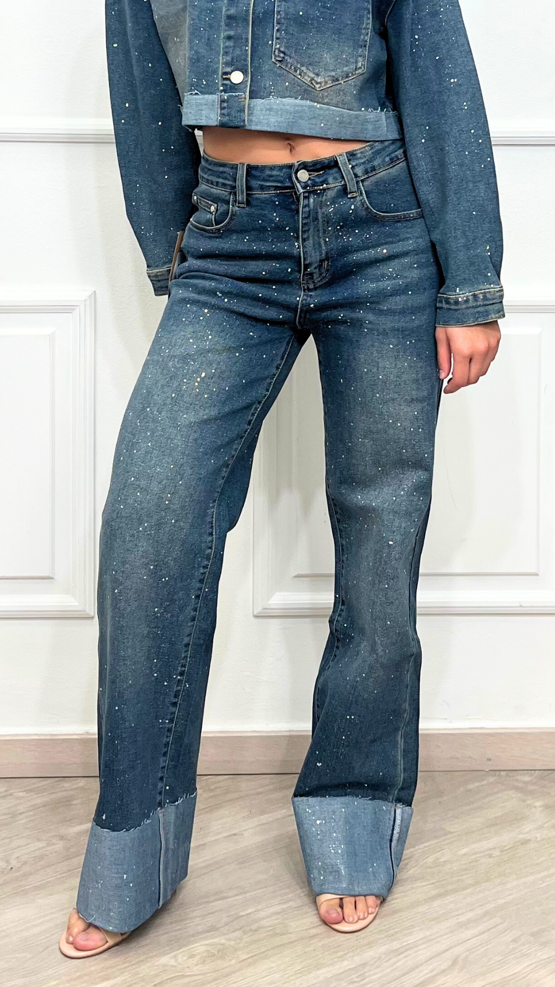 JEANS CON RISVOLTO FANTASIA CORIANDOLI - MEET TO YOU