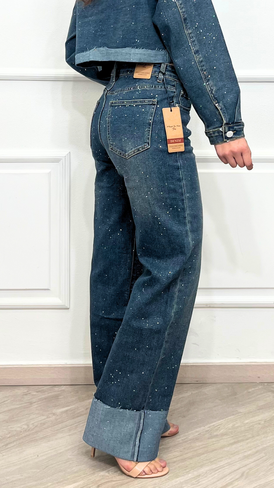 JEANS CON RISVOLTO FANTASIA CORIANDOLI - MEET TO YOU