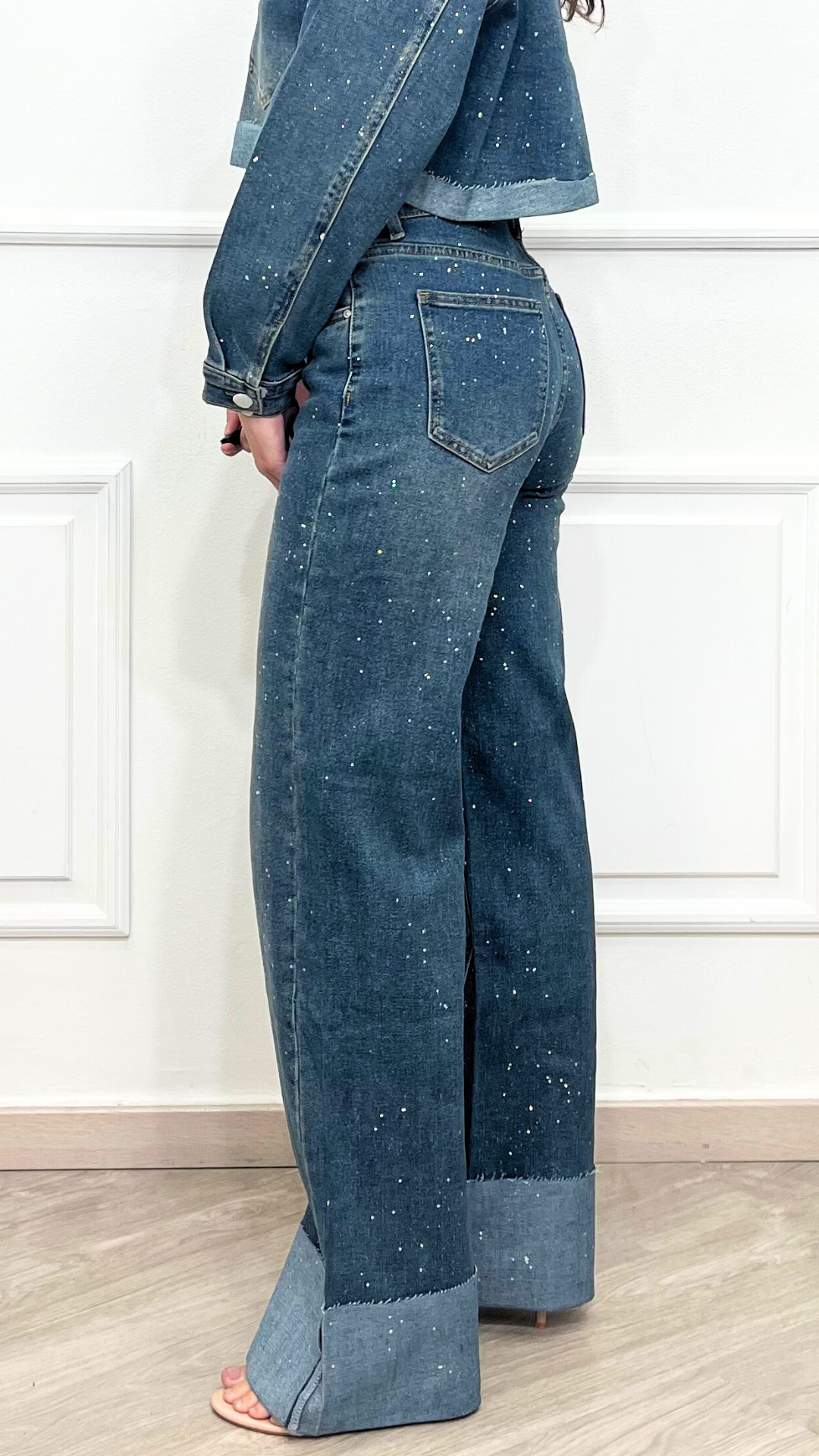 JEANS CON RISVOLTO FANTASIA CORIANDOLI - MEET TO YOU