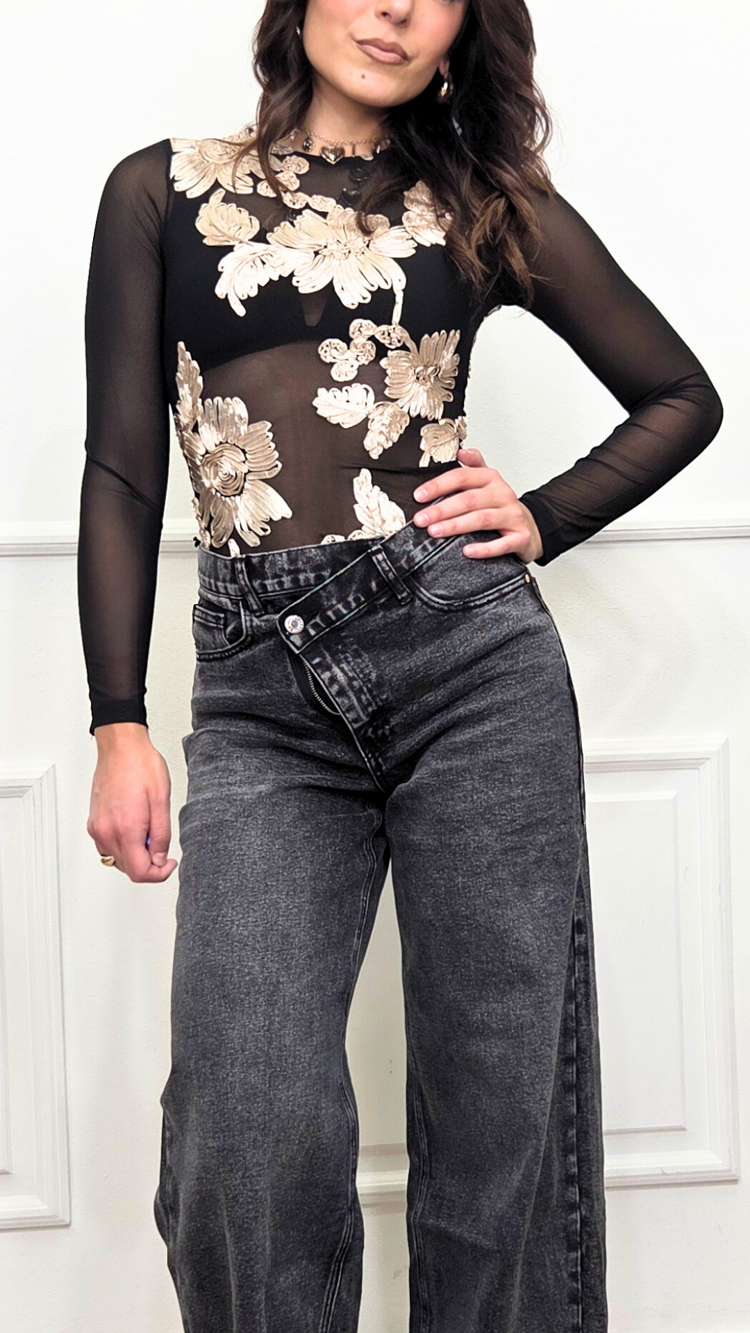 BODY TRASPARENTE MOTIVI FLOREALI - ZEZA