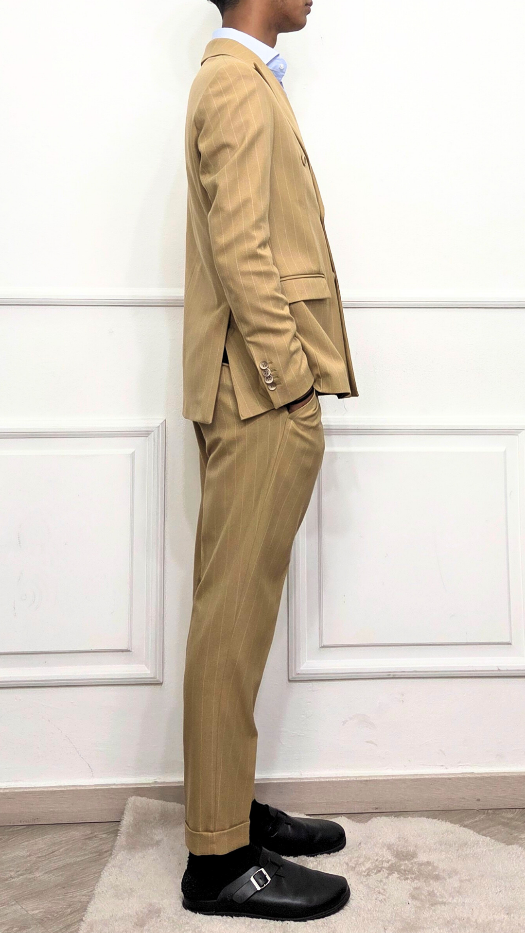 Abito doppiopetto gessato cammello - BLACKSVNDAY