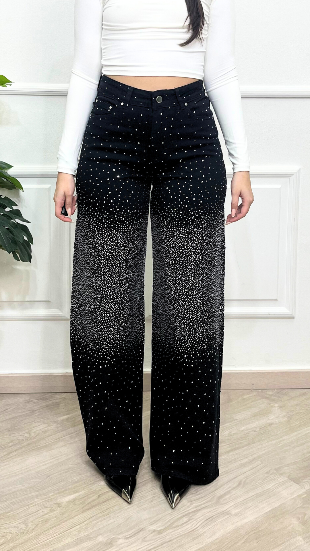 Jeans nero a palazzo - SPARKLING