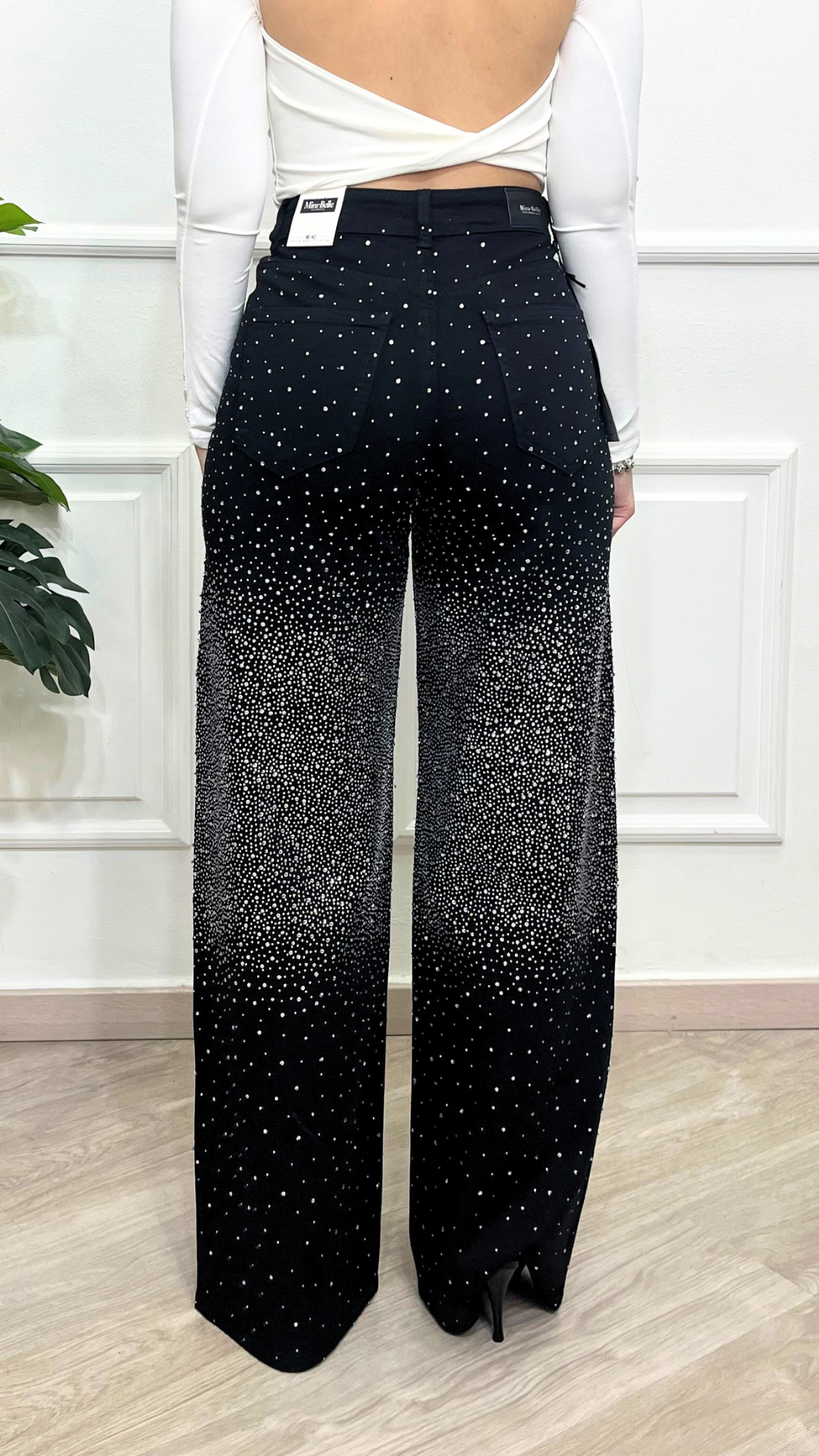 Jeans nero a palazzo - SPARKLING