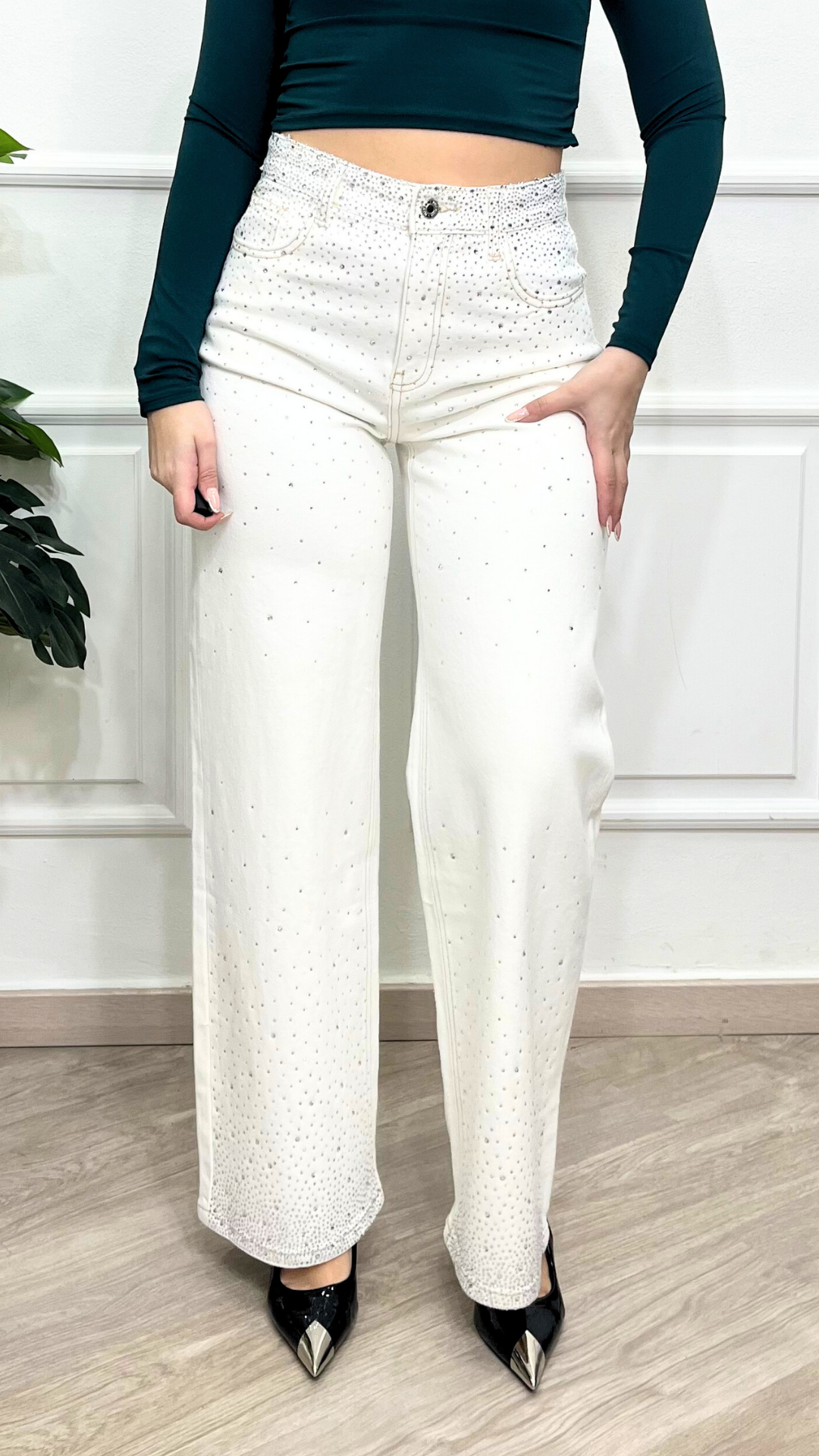 Jeans bianco a palazzo - SPARKLING