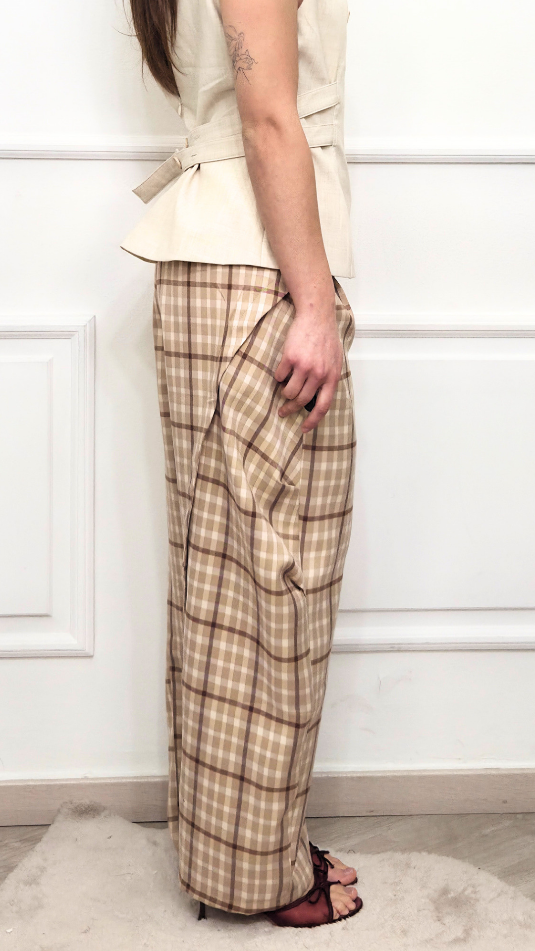 Pantaloni Wide-Leg Check Metropolitan