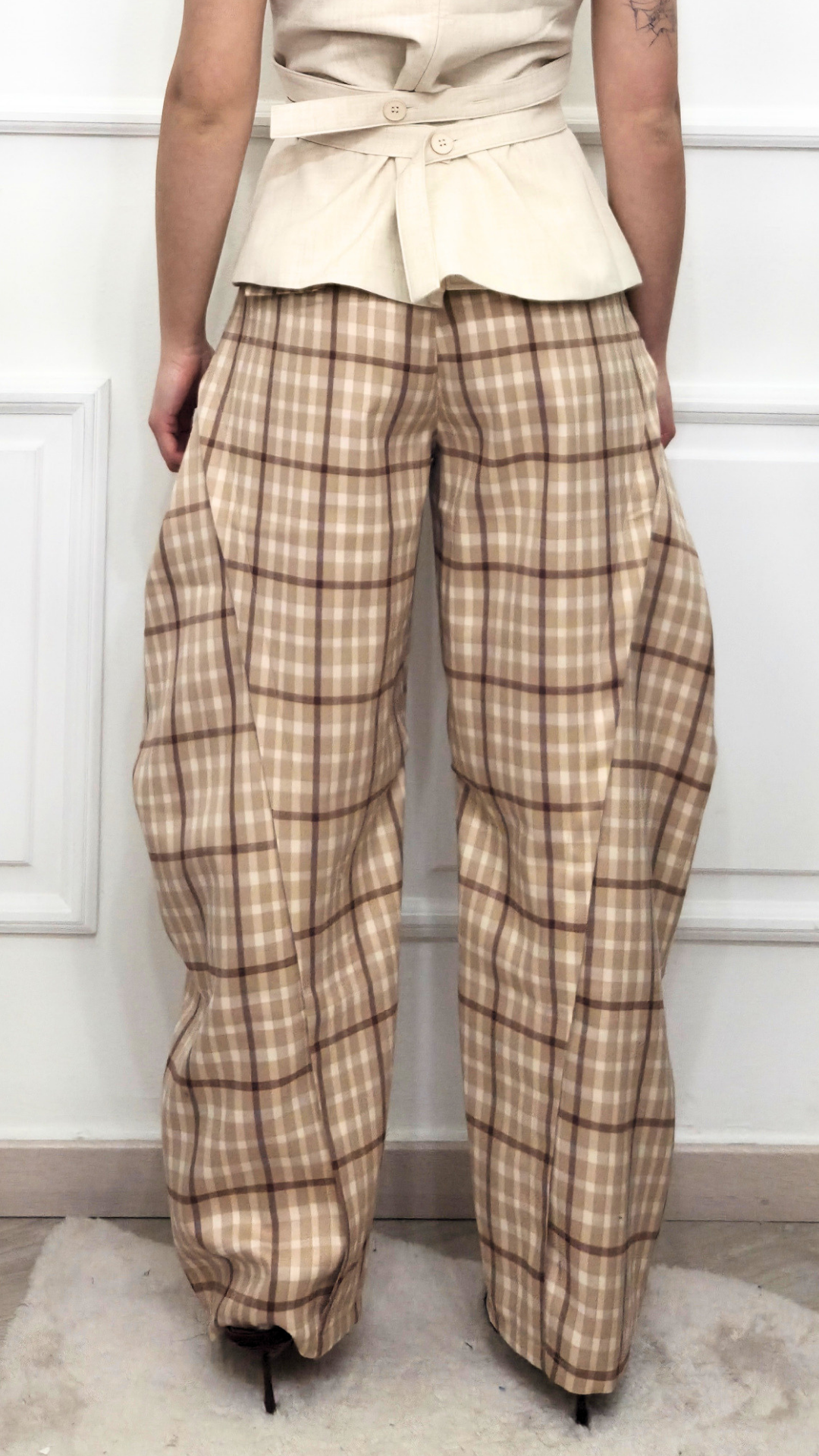 Pantaloni Wide-Leg Check Metropolitan