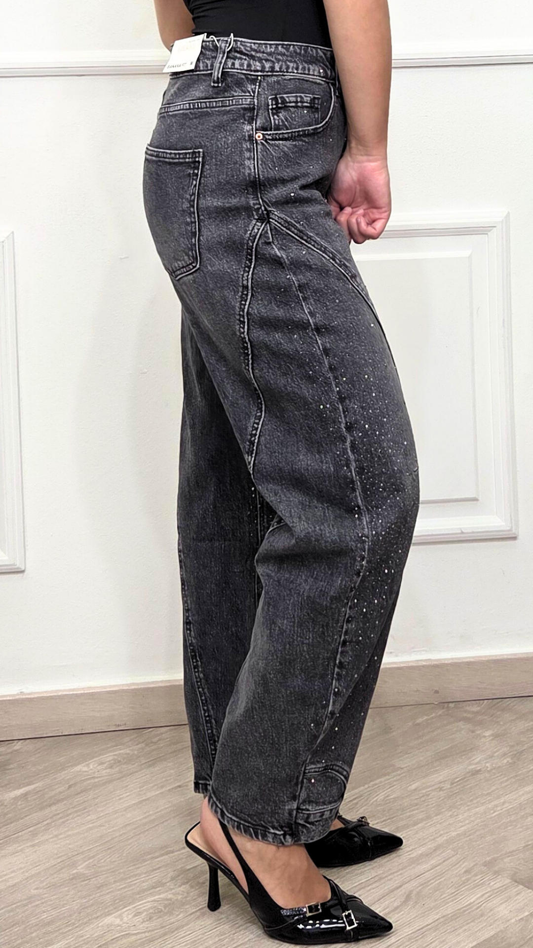 JEANS CON BRILLANTINI BANANA FIT  - DENIM BRAND