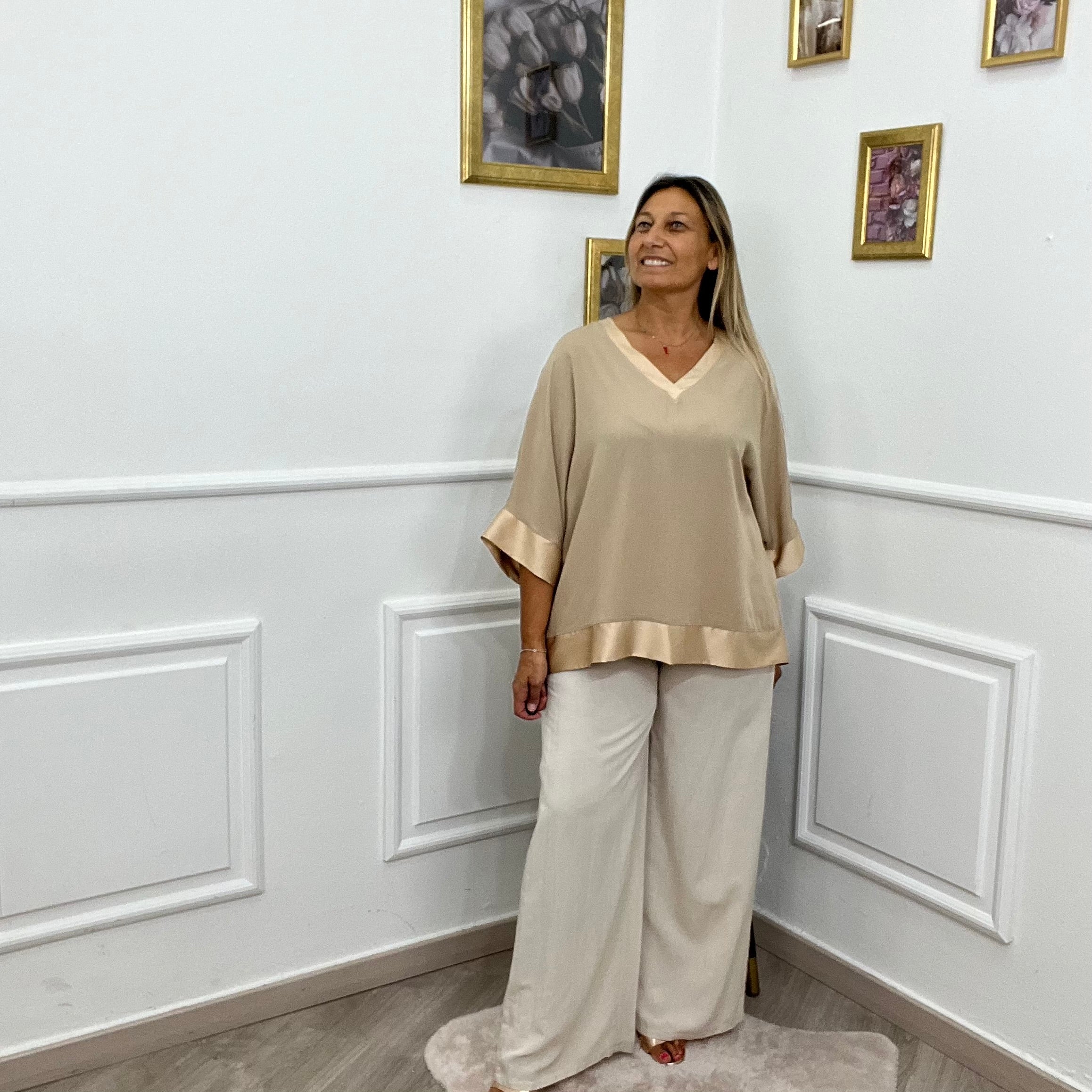 Pantalone a palazzo - Beige