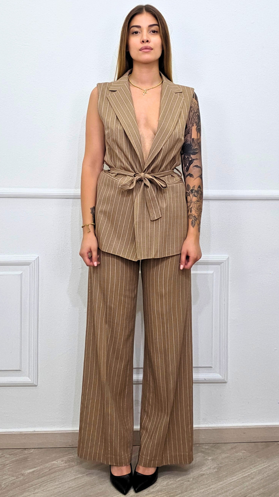 BELTED STRIPED TAILLEUR - ELENA CASALI