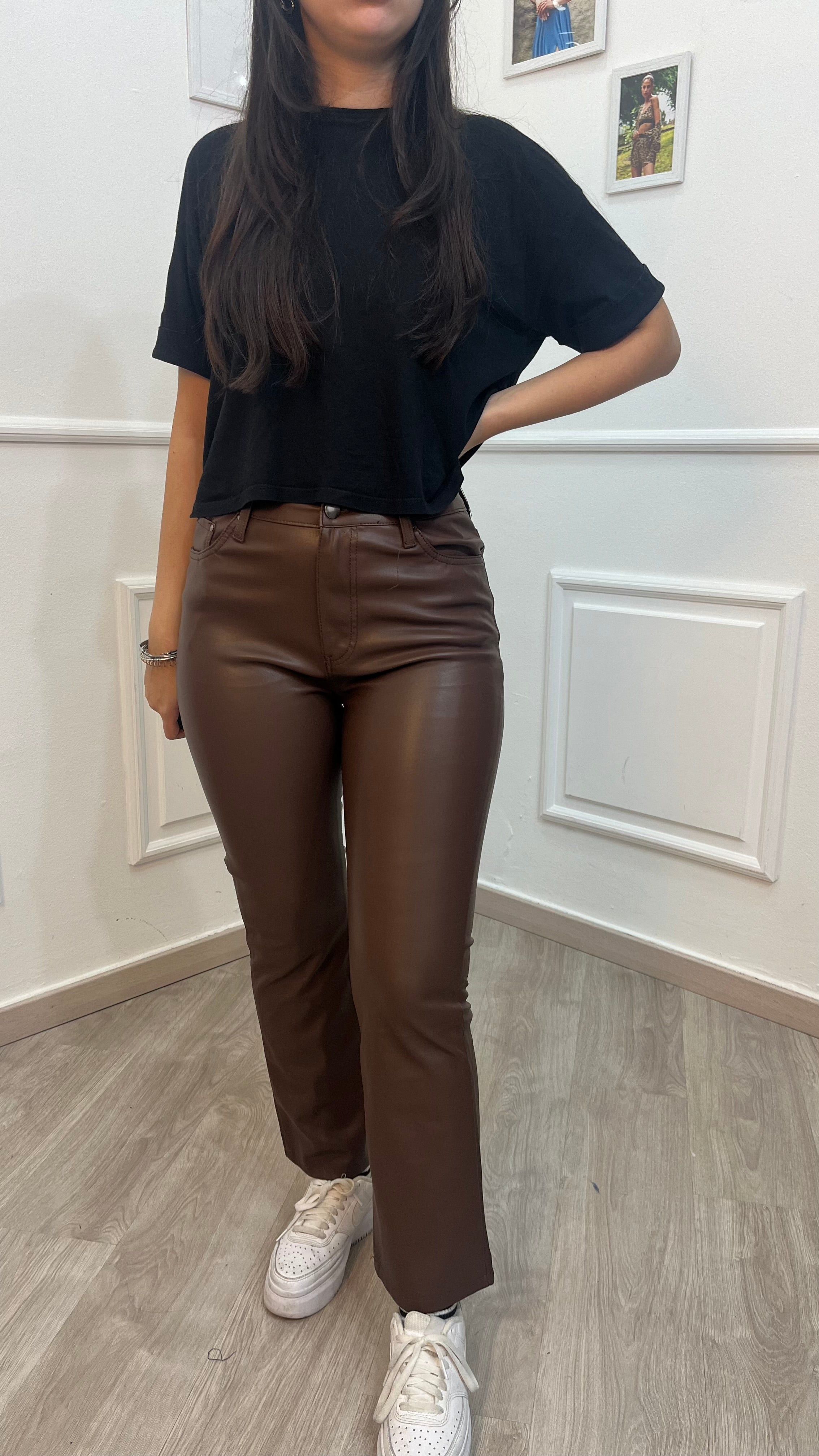 Pantalone in pelle - Marrone