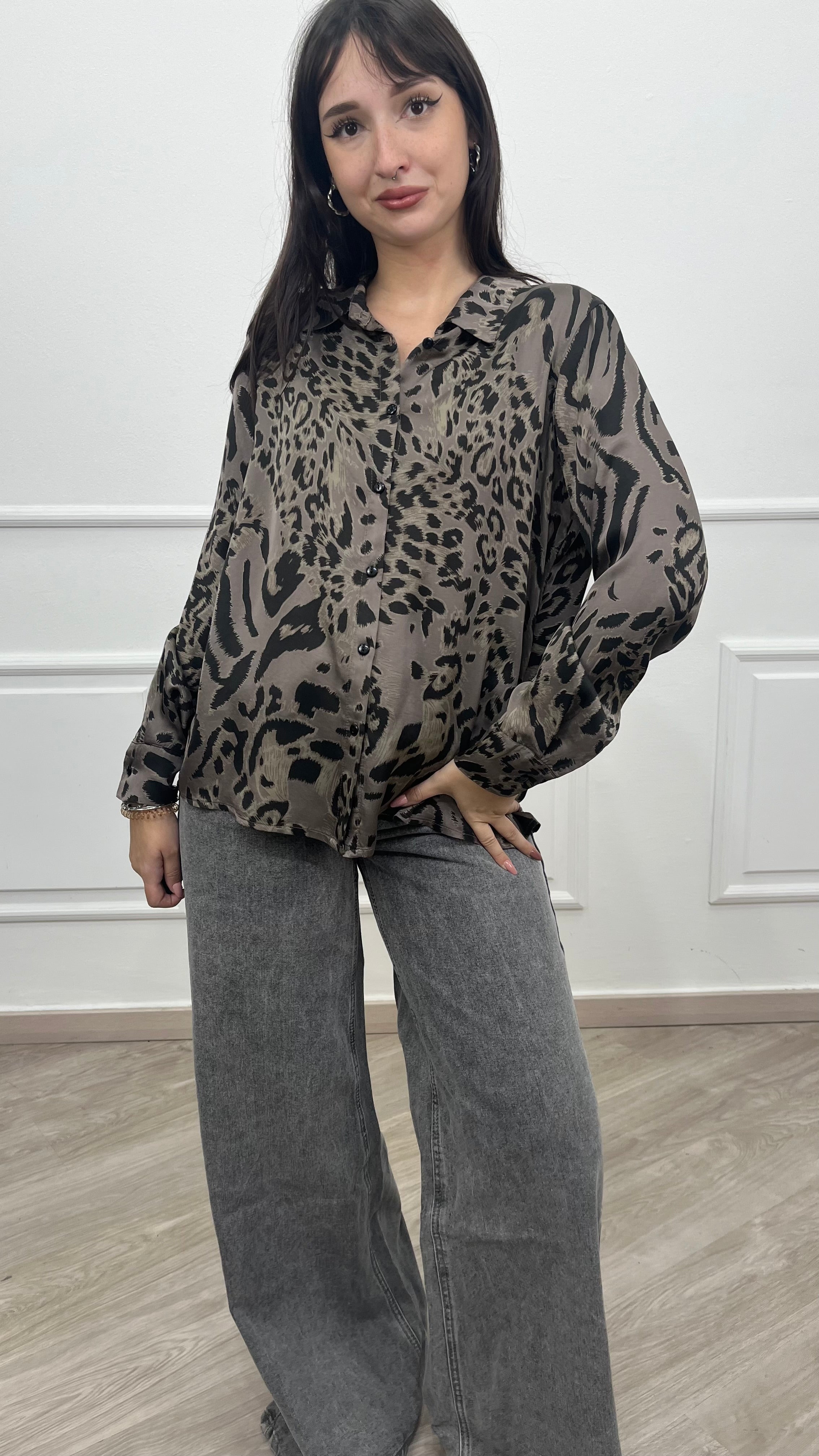 Camicia simil raso - Animalier